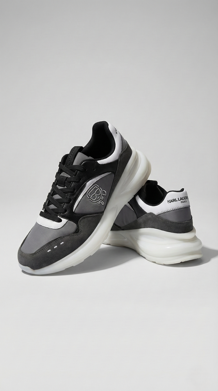 Karl Lagerfeld Grey & Black Paneled Runner Sneakers
