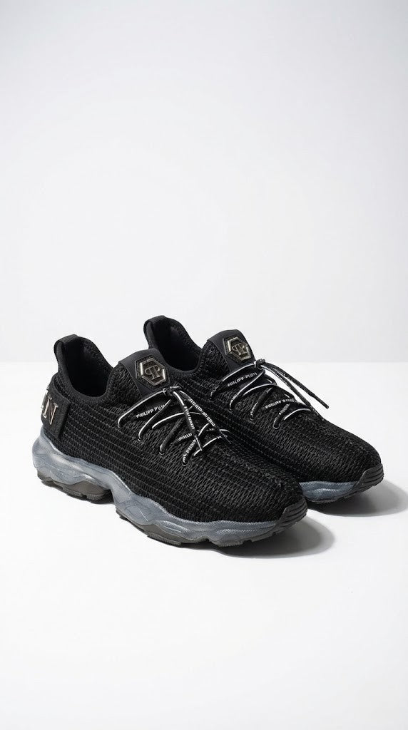 Philipp Plein Black Mesh Runner Sneakers