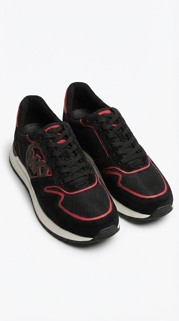 Michael Kors Black & Red Paneled Runner Sneakers