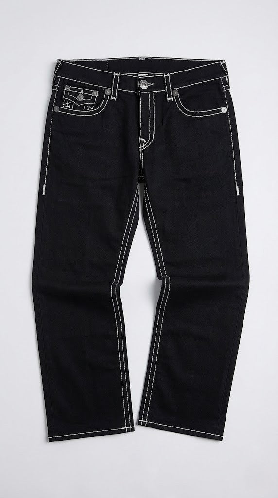 True Religion Contrast Stitch Black Jeans