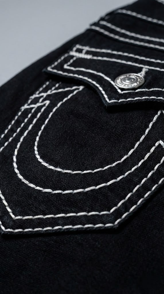 True Religion Contrast Stitch Black Jeans