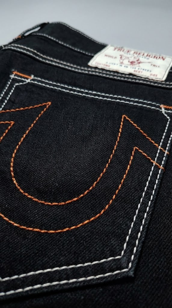 True Religion Midnight Black & Copper Stitch Jeans