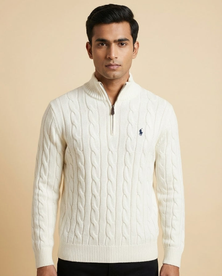 Men's Luxury Cable Knit Quarter-Zip Sweater by Polo Ralph Lauren
