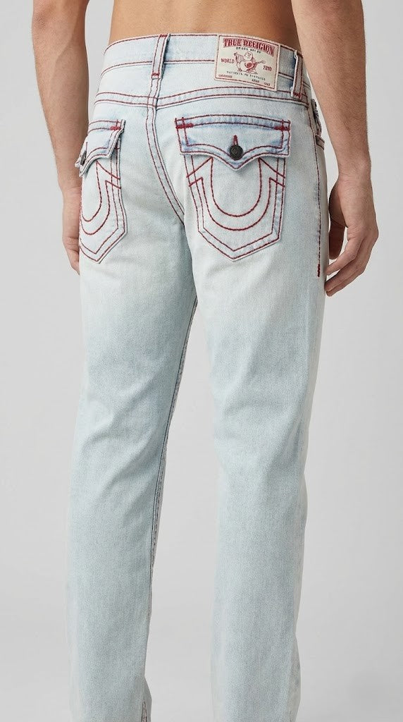 Distressed Light Wash & Red Stitch Jeans