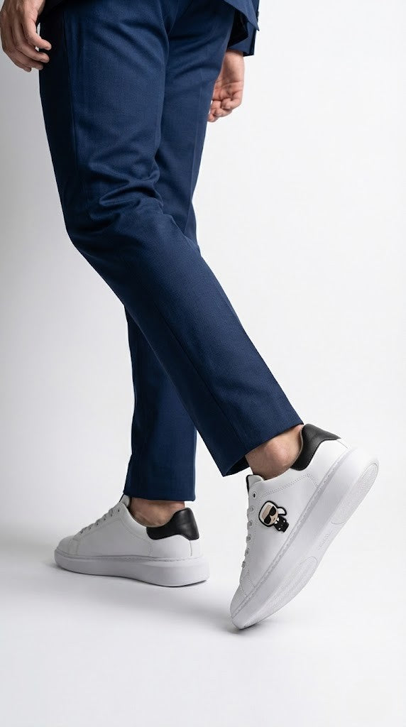 Karl Lagerfeld White Leather Ikonik Sneakers