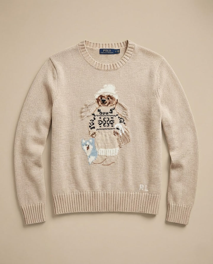 Polo Ralph Lauren Iconic Polo Bear & Husky Cotton Sweater - Beige
