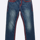 True Religion Blue Denim &amp; Red Stitch Jeans