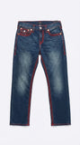 True Religion Blue Denim &amp; Red Stitch Jeans