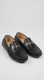 Philipp Plein Black Croc-Embossed Leather Loafers