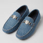 Philipp Plein Distressed Denim Shield Loafers