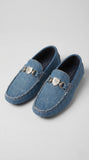 Philipp Plein Distressed Denim Shield Loafers