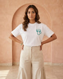 Karl Lagerfeld Ikonik Karl Patch T-Shirt - White/Teal