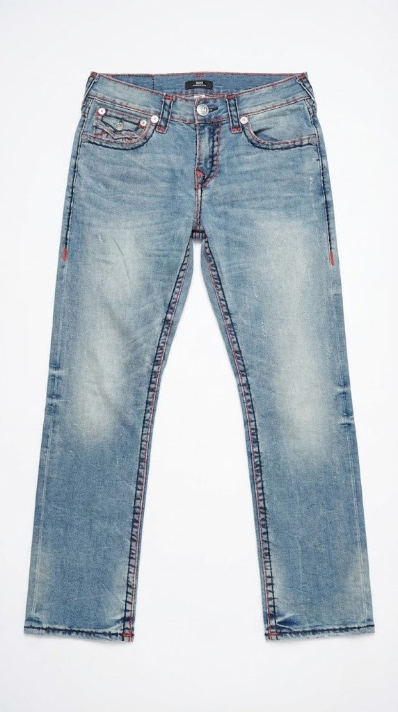 Denim Jeans with Heavy Red Contrast Stitching