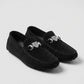 Philipp Plein Black Suede Shield Loafers