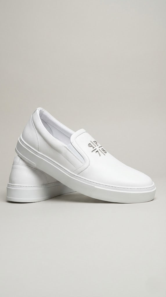 Philipp Plein White Leather PP78 Slip-On Sneakers