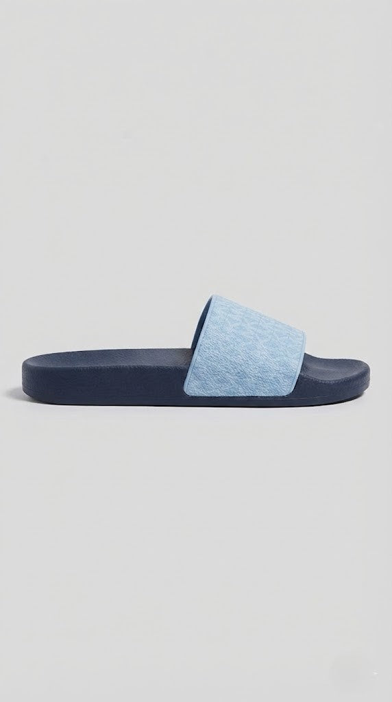 Michael Kors Navy &amp; Light Blue Monogram Slides
