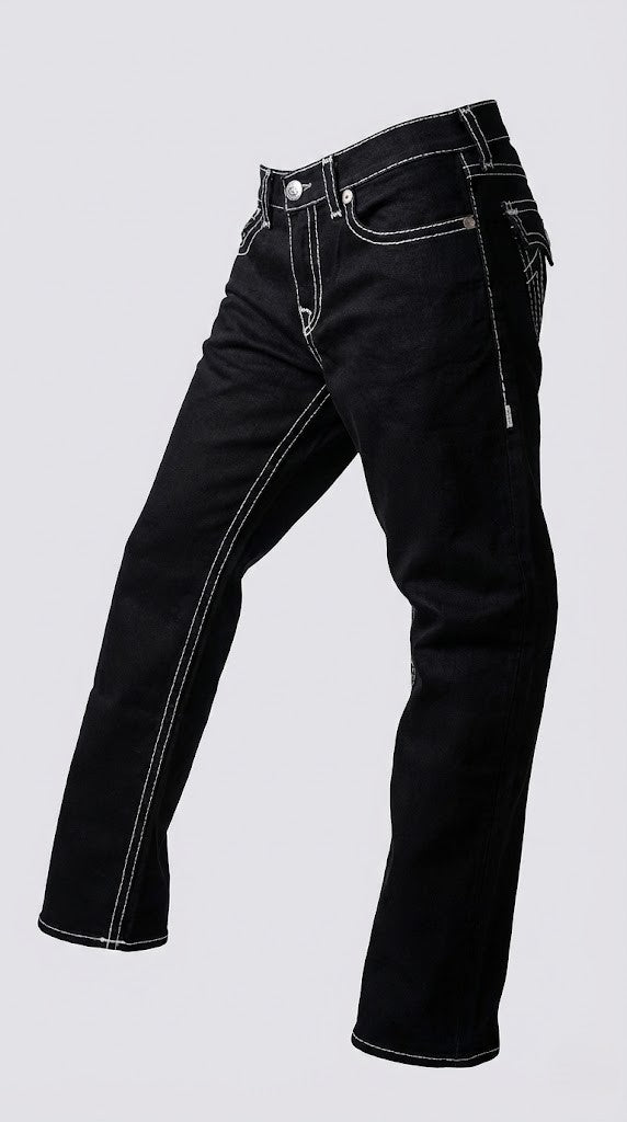 True Religion Contrast Stitch Black Jeans