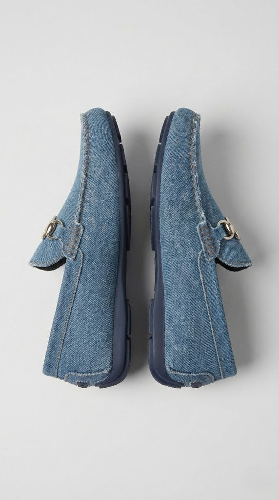 Philipp Plein Distressed Denim Shield Loafers