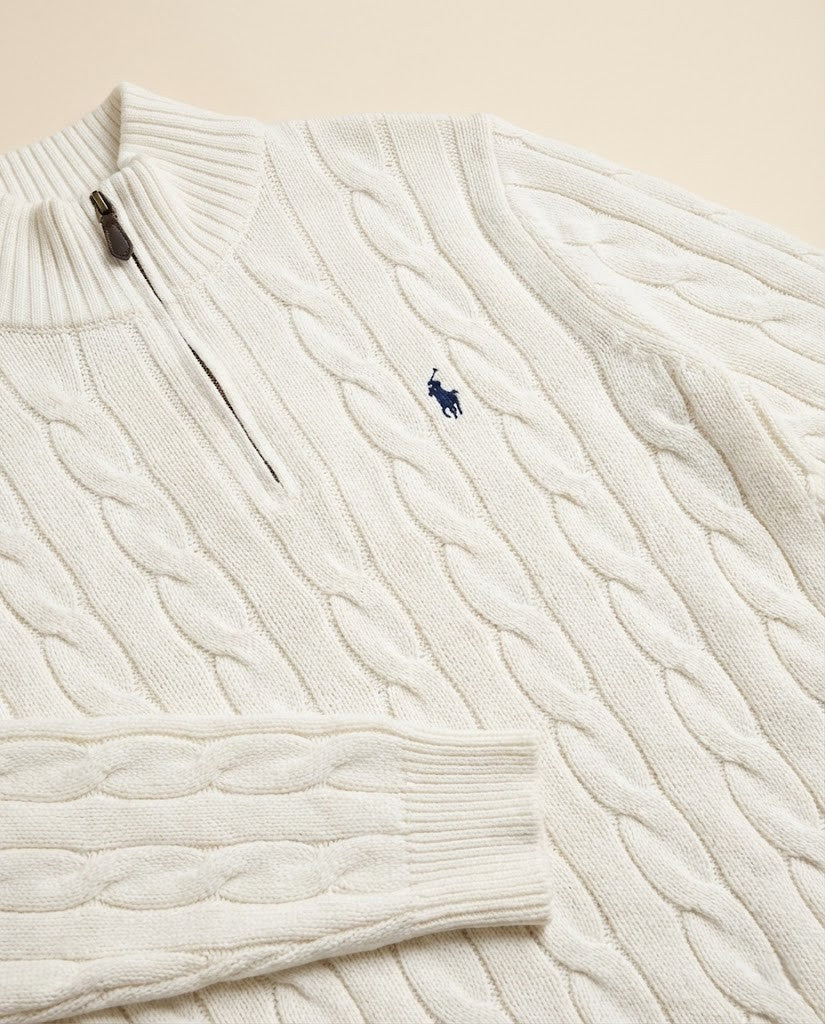 Men's Luxury Cable Knit Quarter-Zip Sweater by Polo Ralph Lauren