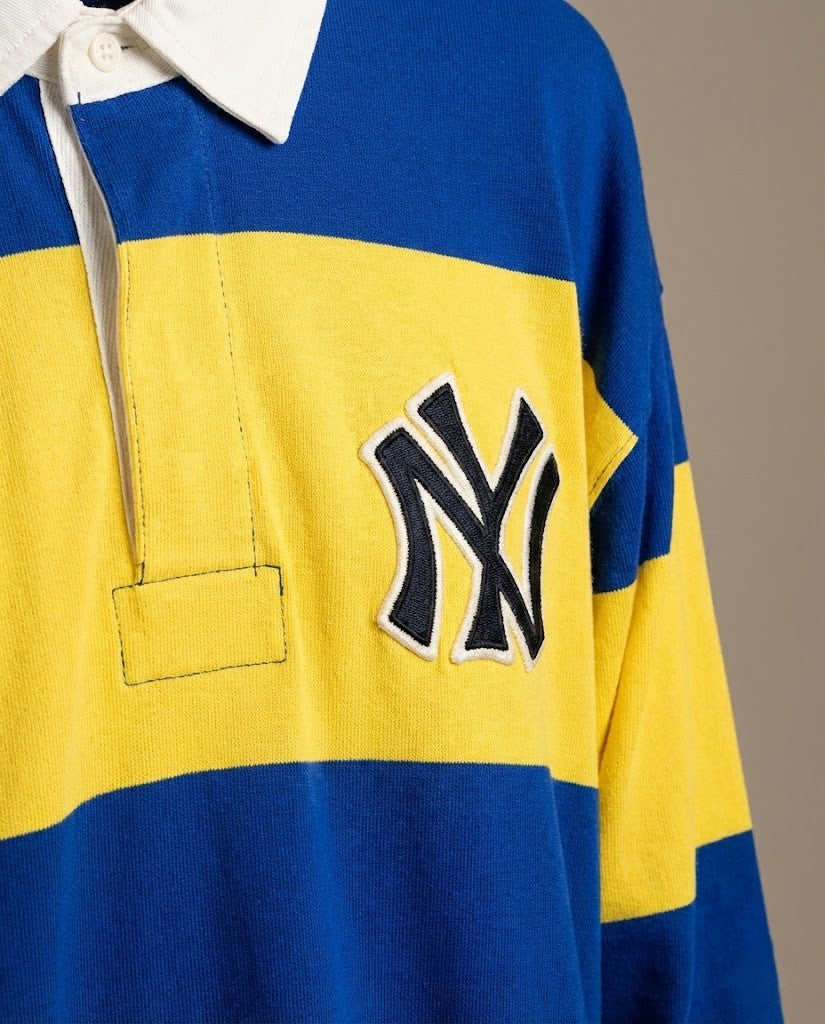 Varsity Striped Rugby Shirt –  NY Royal Blue & Yellow