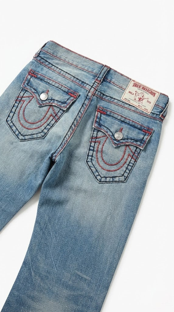 Denim Jeans with Heavy Red Contrast Stitching