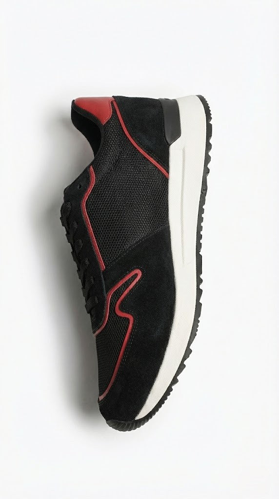 Michael Kors Black &amp; Red Paneled Runner Sneakers