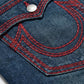 True Religion Blue Denim &amp; Red Stitch Jeans