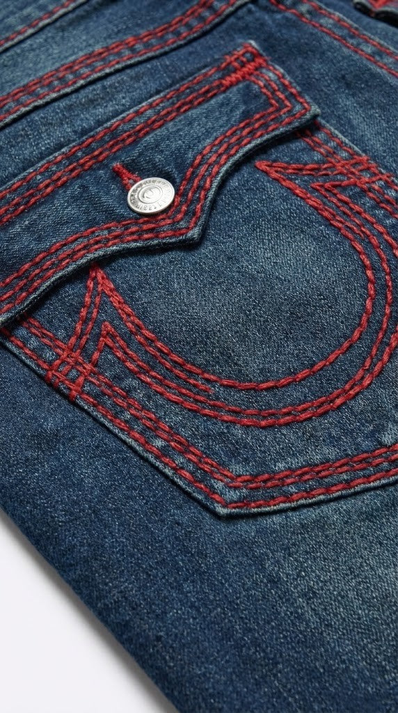 True Religion Blue Denim &amp; Red Stitch Jeans