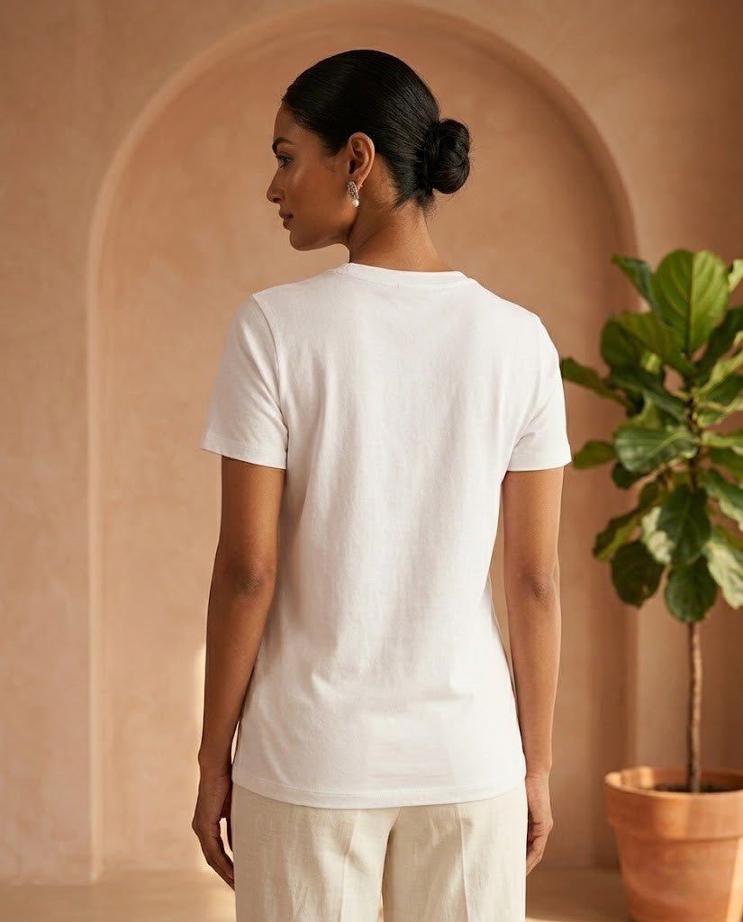 Michael Kors Tonal Appliqué Logo T-Shirt - Optic White