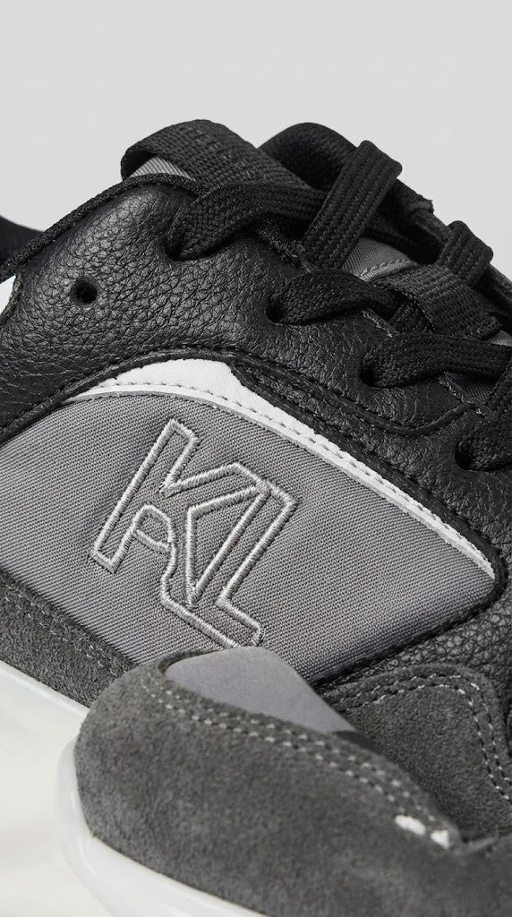 Karl Lagerfeld Grey &amp; Black Paneled Runner Sneakers