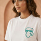 Karl Lagerfeld Ikonik Karl Patch T-Shirt - White/Teal