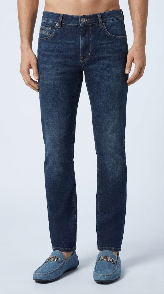 Philipp Plein Distressed Denim Shield Loafers