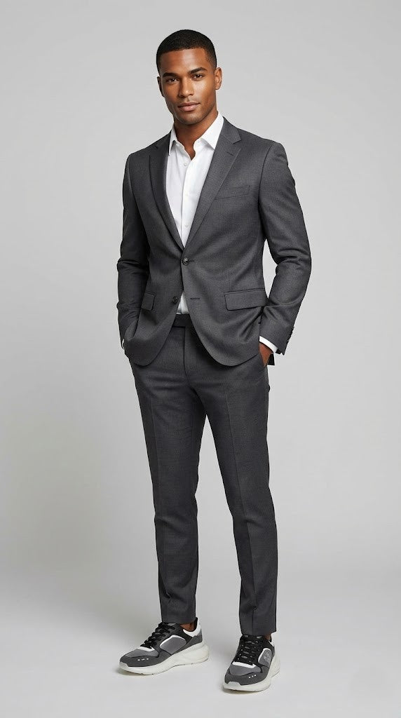Karl Lagerfeld Grey &amp; Black Paneled Runner Sneakers