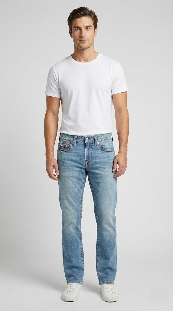 Denim Jeans with Heavy Red Contrast Stitching
