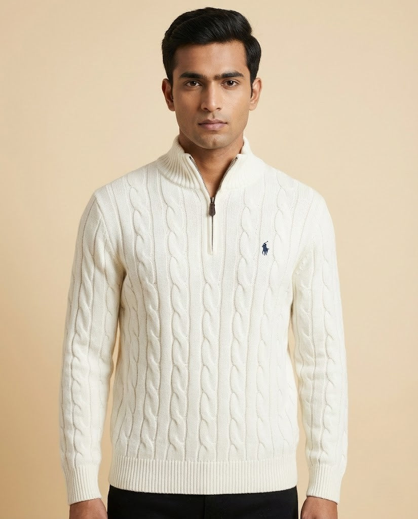 Men's Luxury Cable Knit Quarter-Zip Sweater by Polo Ralph Lauren