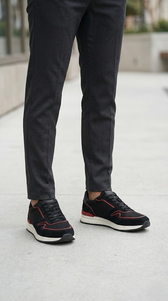 Michael Kors Black &amp; Red Paneled Runner Sneakers