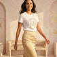 Michael Kors Studded MK Circle Logo T-Shirt - White/Gold