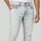 Distressed Light Wash &amp; Red Stitch Jeans