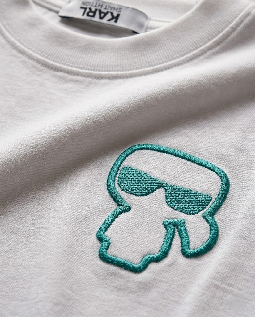 Karl Lagerfeld Ikonik Karl Patch T-Shirt - White/Teal