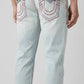 Distressed Light Wash &amp; Red Stitch Jeans