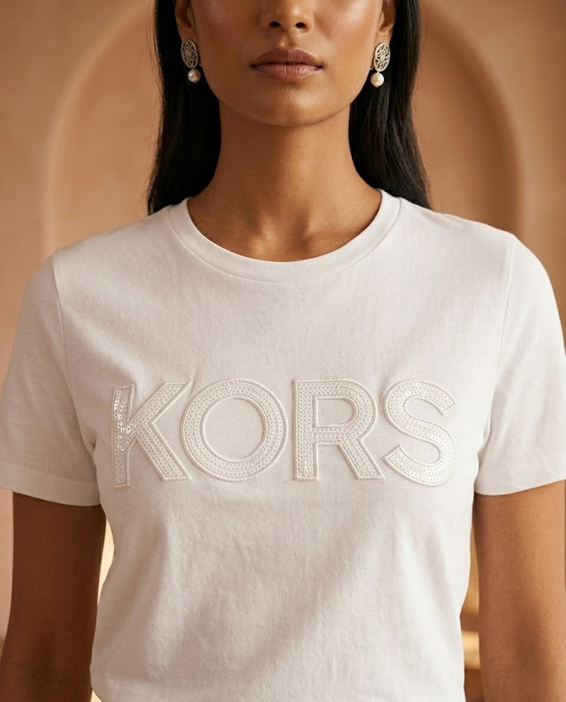 Michael Kors Tonal Appliqué Logo T-Shirt - Optic White