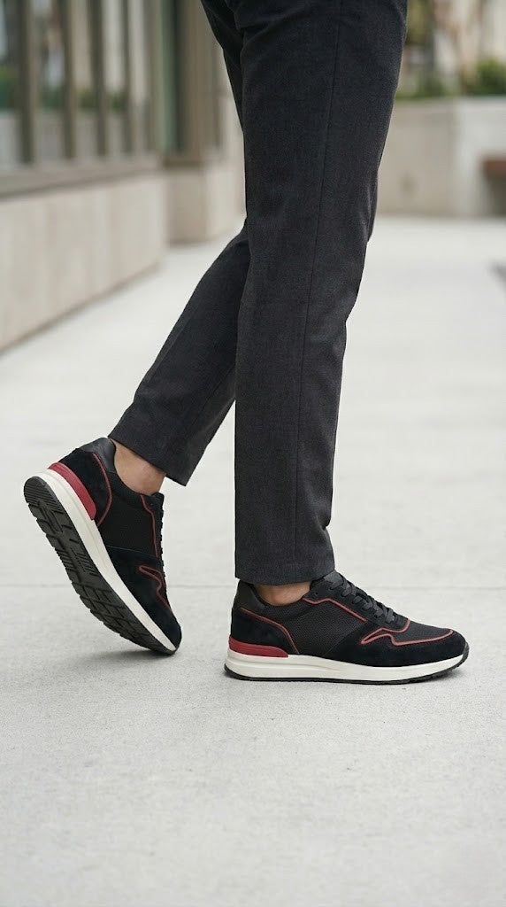 Michael Kors Black &amp; Red Paneled Runner Sneakers