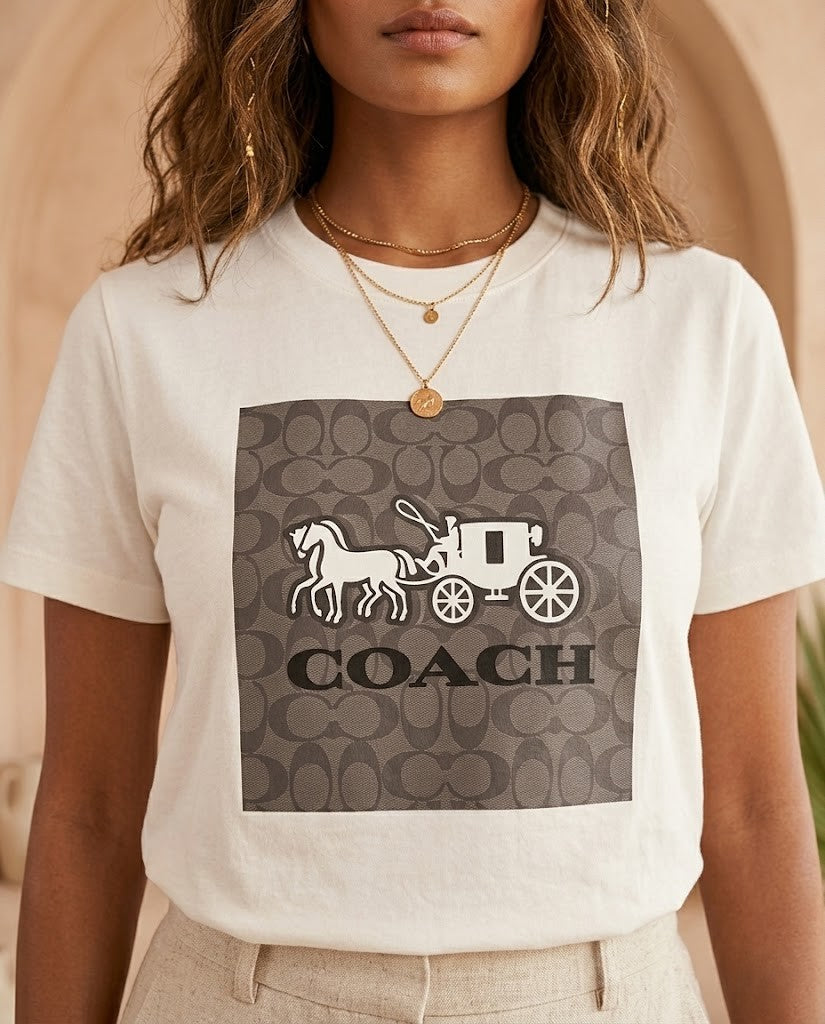Coach Heritage Horse & Carriage Monogram T-Shirt - White