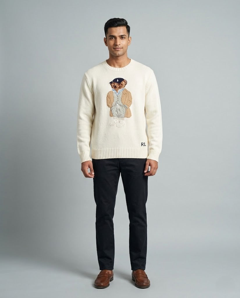 Polo Ralph Lauren Iconic Polo Bear & Husky Cotton Sweater - Beige