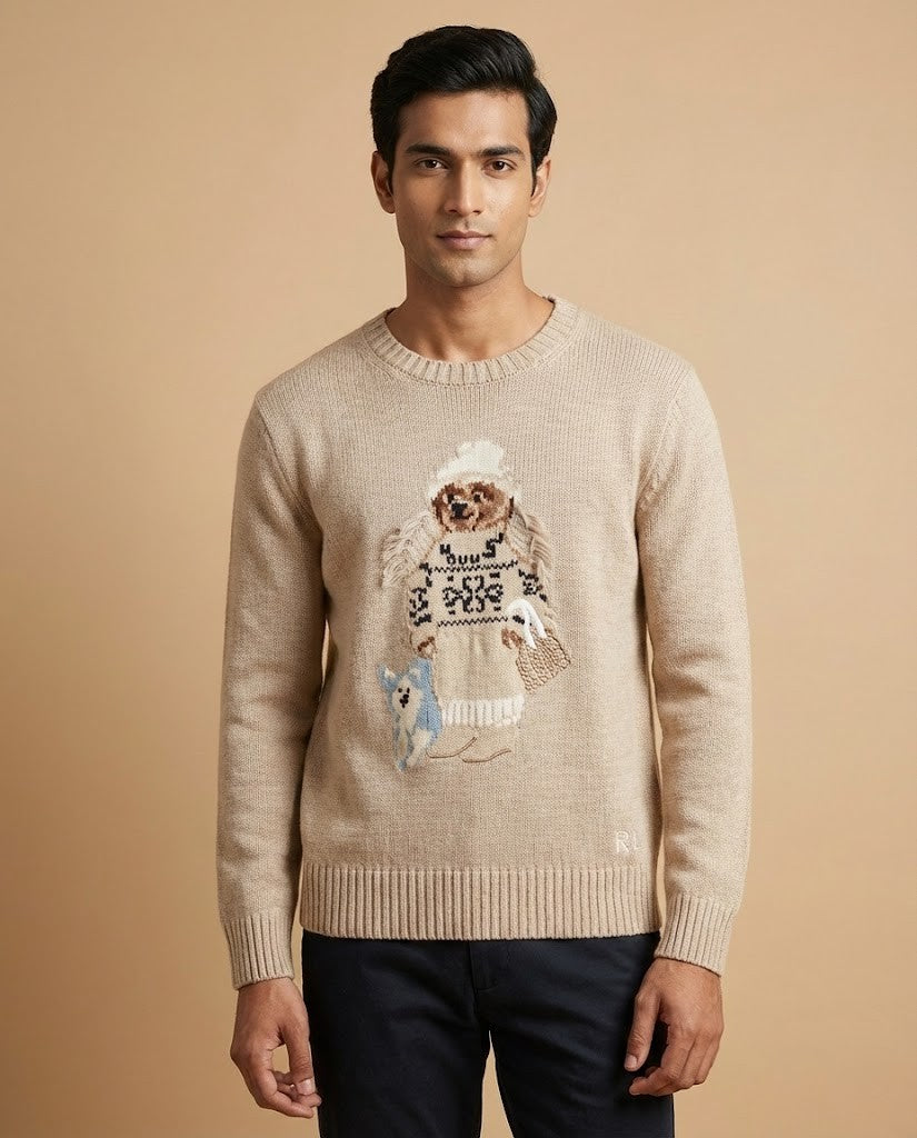 Polo Ralph Lauren Iconic Polo Bear & Husky Cotton Sweater - Beige