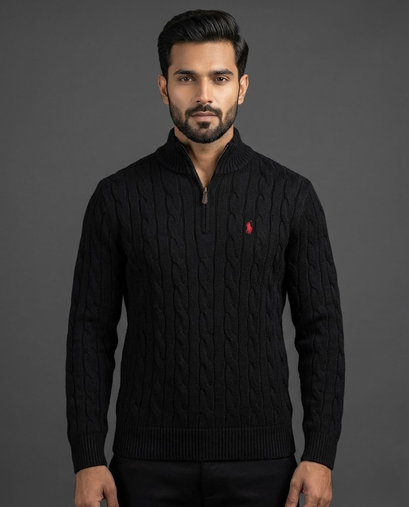 Men's Luxury Cable Knit Quarter-Zip Sweater by Polo Ralph Lauren