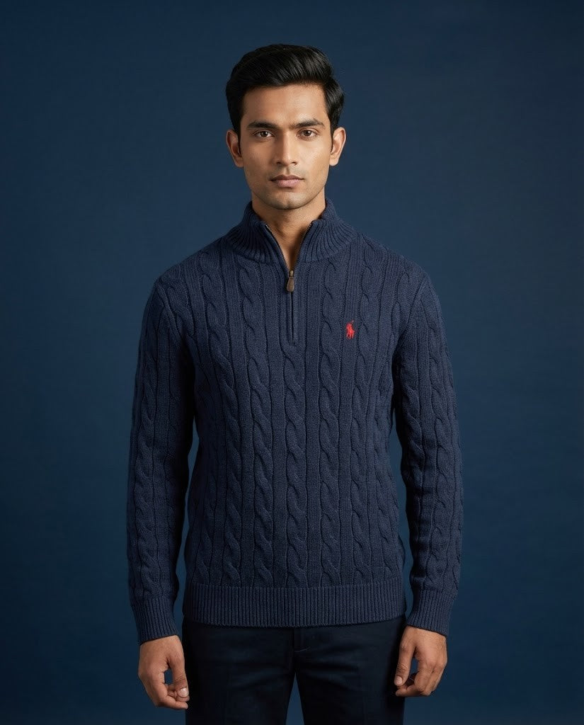 Men's Luxury Cable Knit Quarter-Zip Sweater by Polo Ralph Lauren