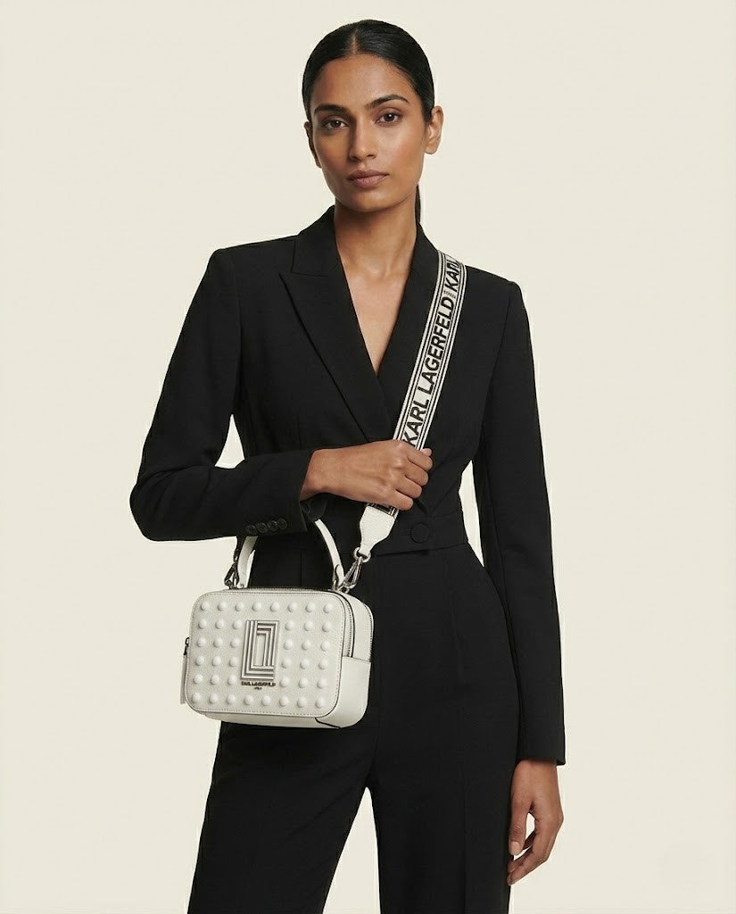 Karl Lagerfeld Paris Women's Studded Camera Crossbody Bag