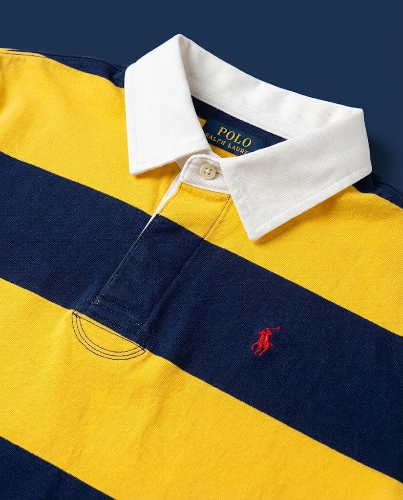 Polo Ralph Lauren Men’s Iconic Striped Cotton Rugby Shirt – Yellow/Navy