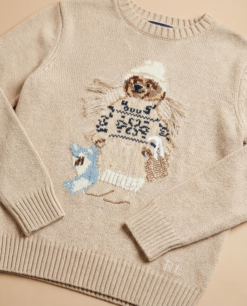 Polo Ralph Lauren Iconic Polo Bear & Husky Cotton Sweater - Beige